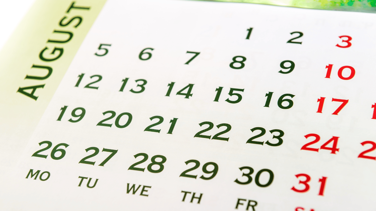 A calendar outlining the dates for cleaning tasks.