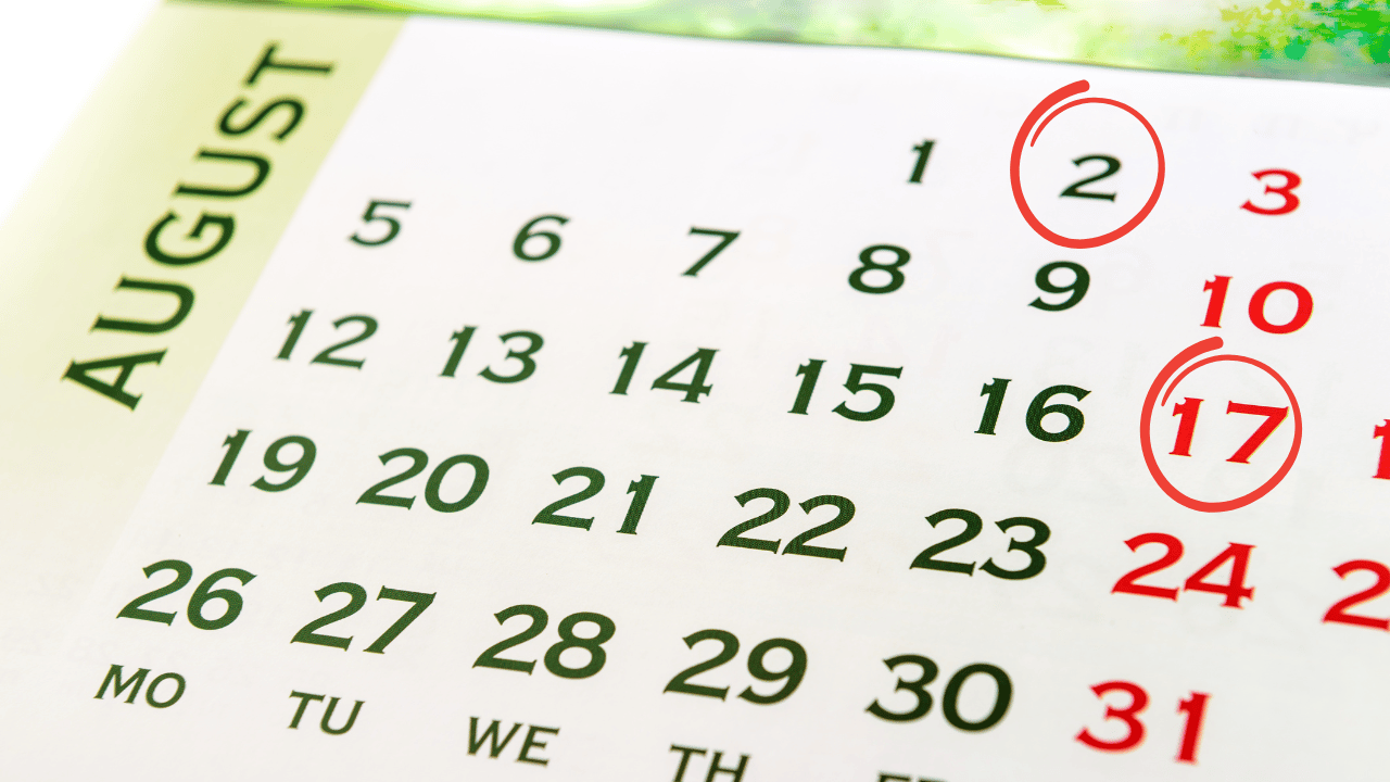 A calendar outlining the dates for cleaning tasks.