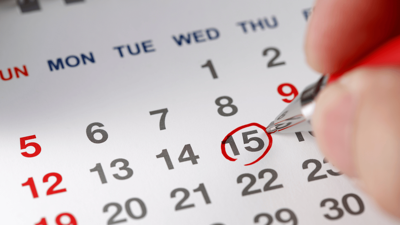 A calendar outlining the dates for cleaning tasks.