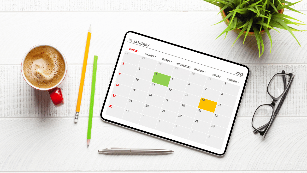 A calendar outlining the dates for cleaning tasks.