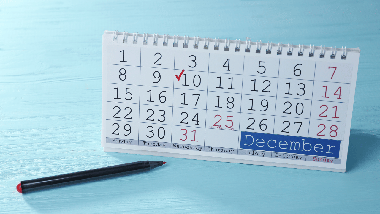 A calendar outlining the dates for cleaning tasks.